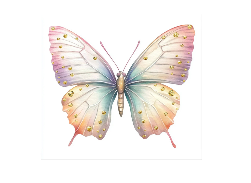 Pastel Glitter Butterfly Clipart Bundle