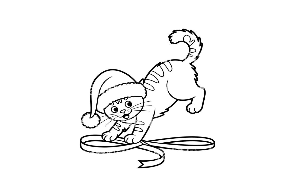 Playful Christmas Cat Coloring Books Coloring Books