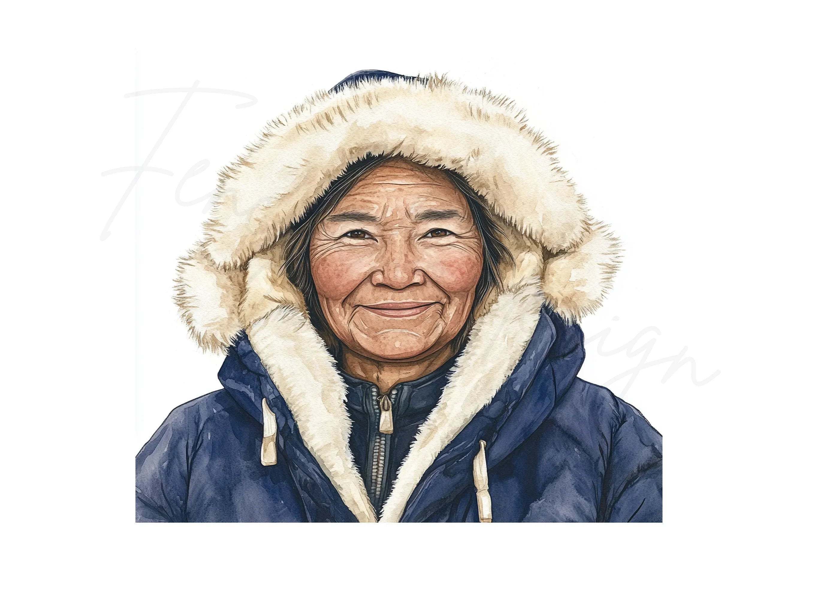 Inuit Elder Portraits Clipart Bundle