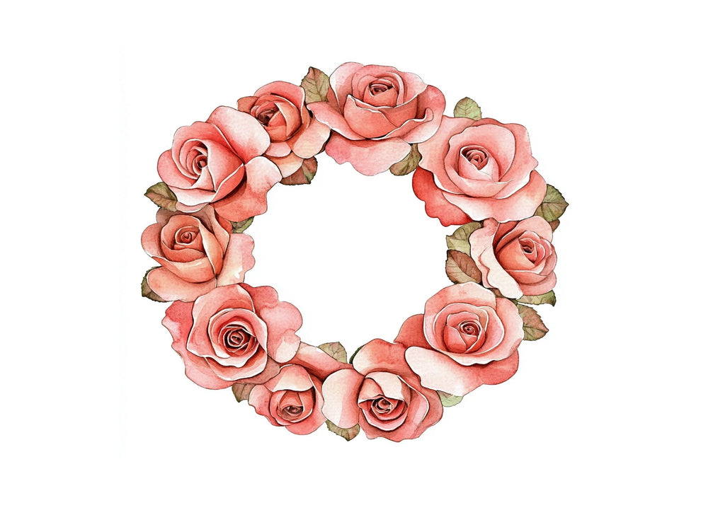 Pink Rose Wreaths Clipart Bundle