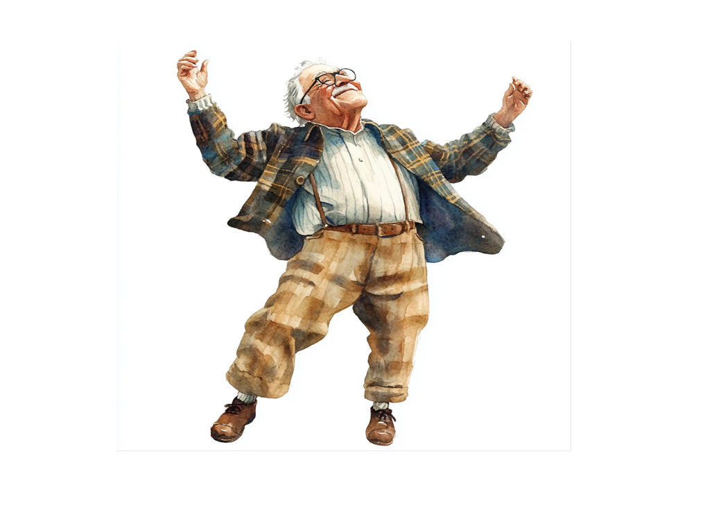 Happy Elderly Men Dancing Clipart Bundle