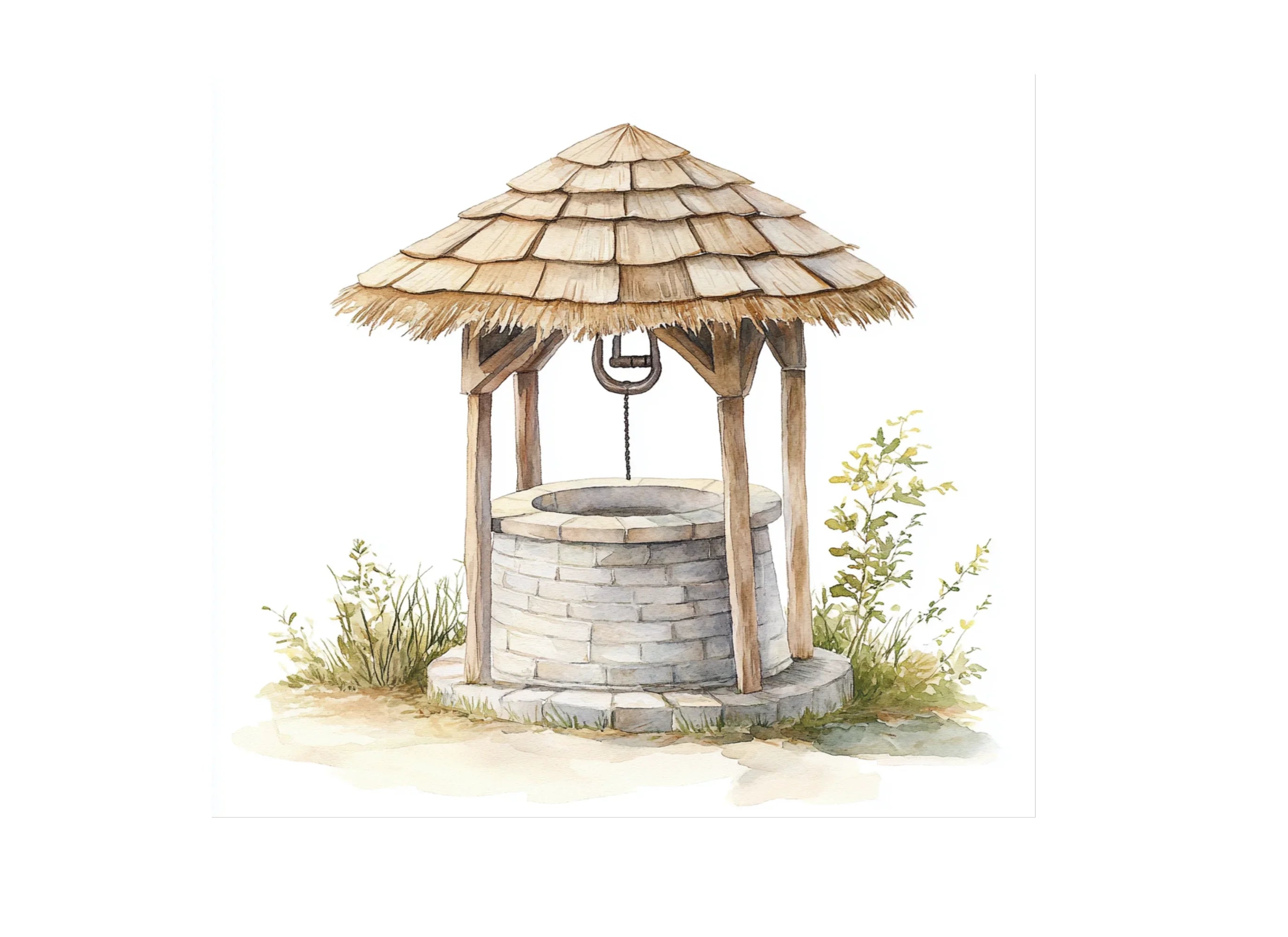 Rustic Wishing Well Clipart Bundle