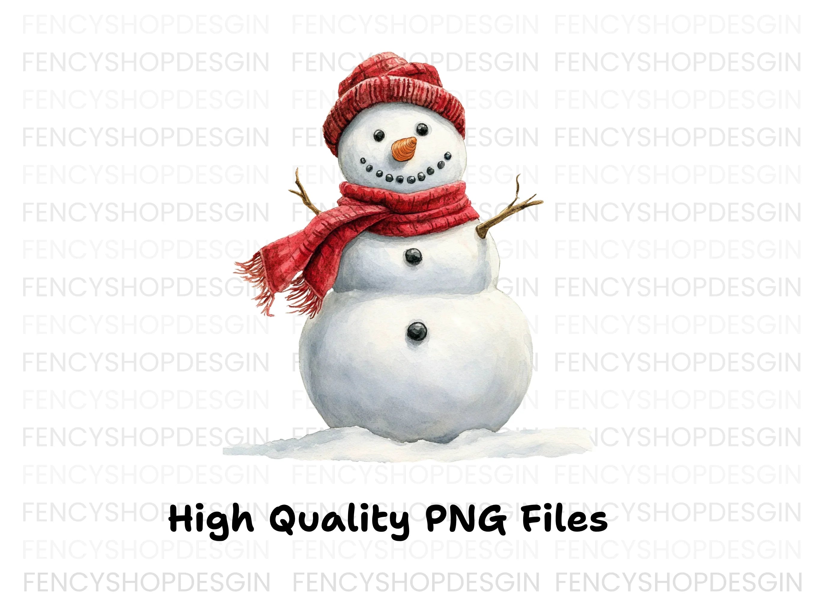 Cute Snowman with Beanie and Scarf Clipart Bundle