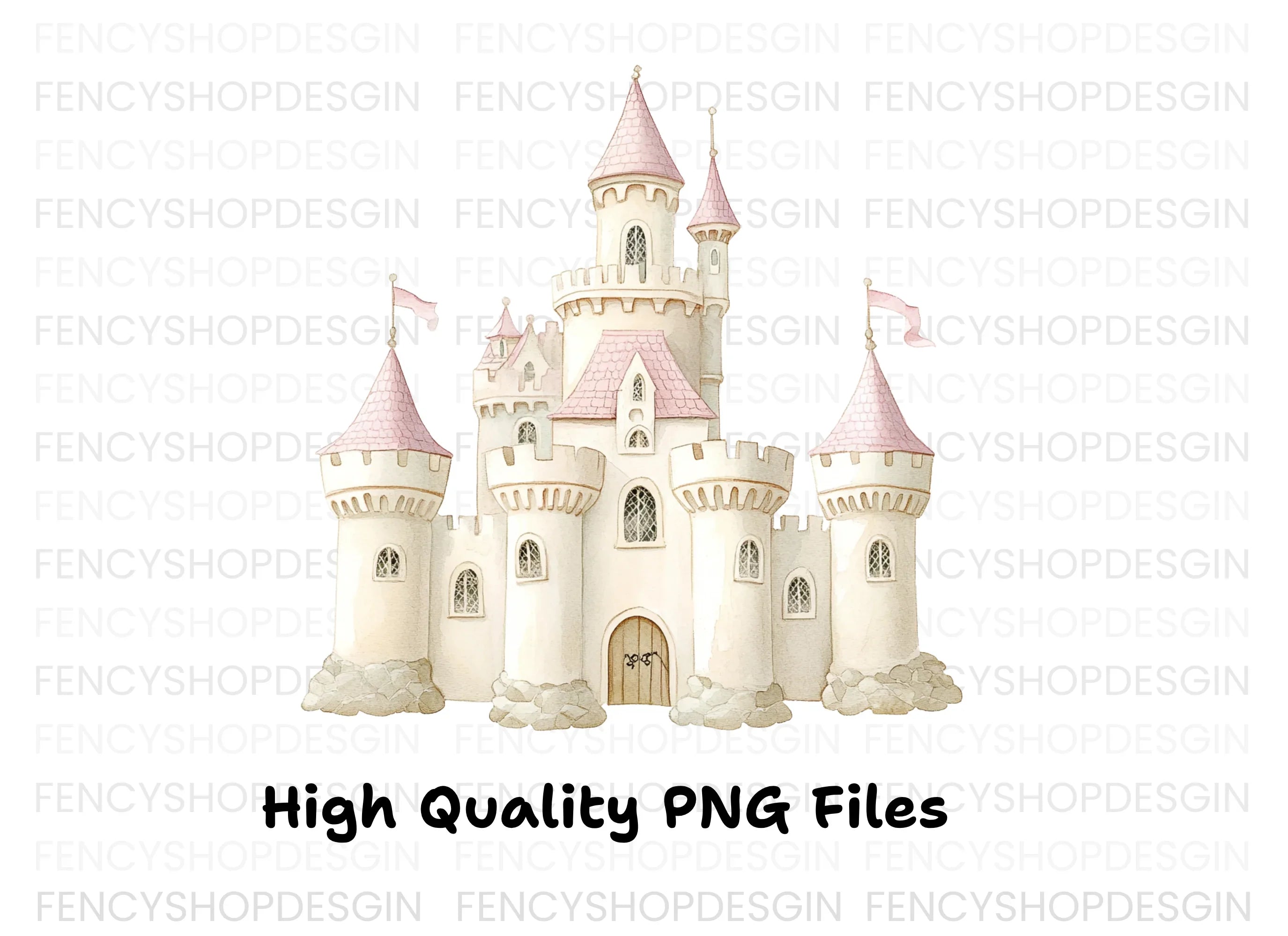 Pink Princess Castle Clipart Bundle