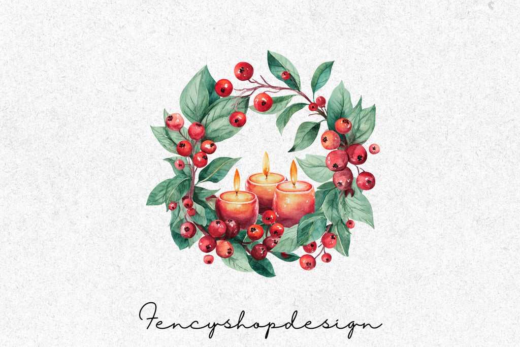 Christmas Advent Wreath Clipart Bundle