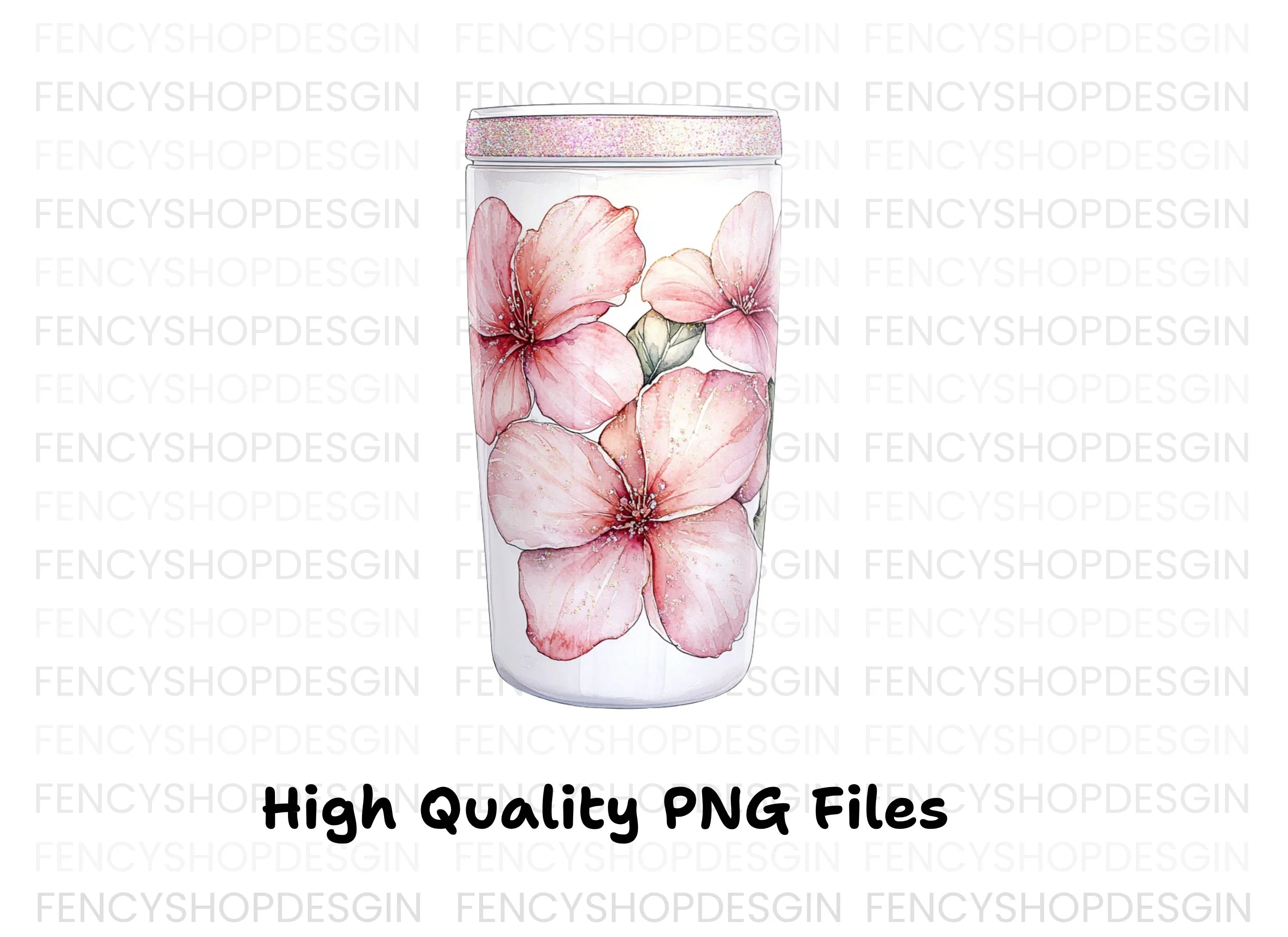 Pink Floral Tumbler Clipart Bundle