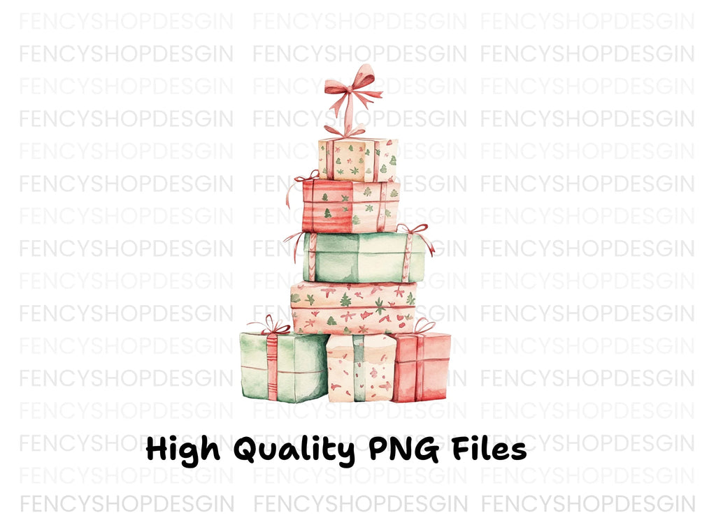 Stacked Christmas Presents Clipart Bundle