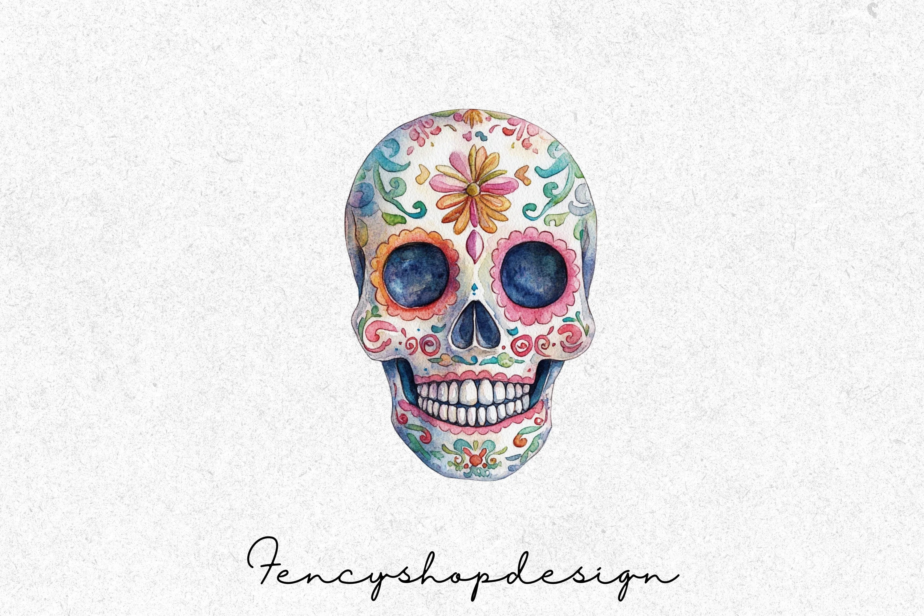 Colorful Sugar Skull Clipart Bundle
