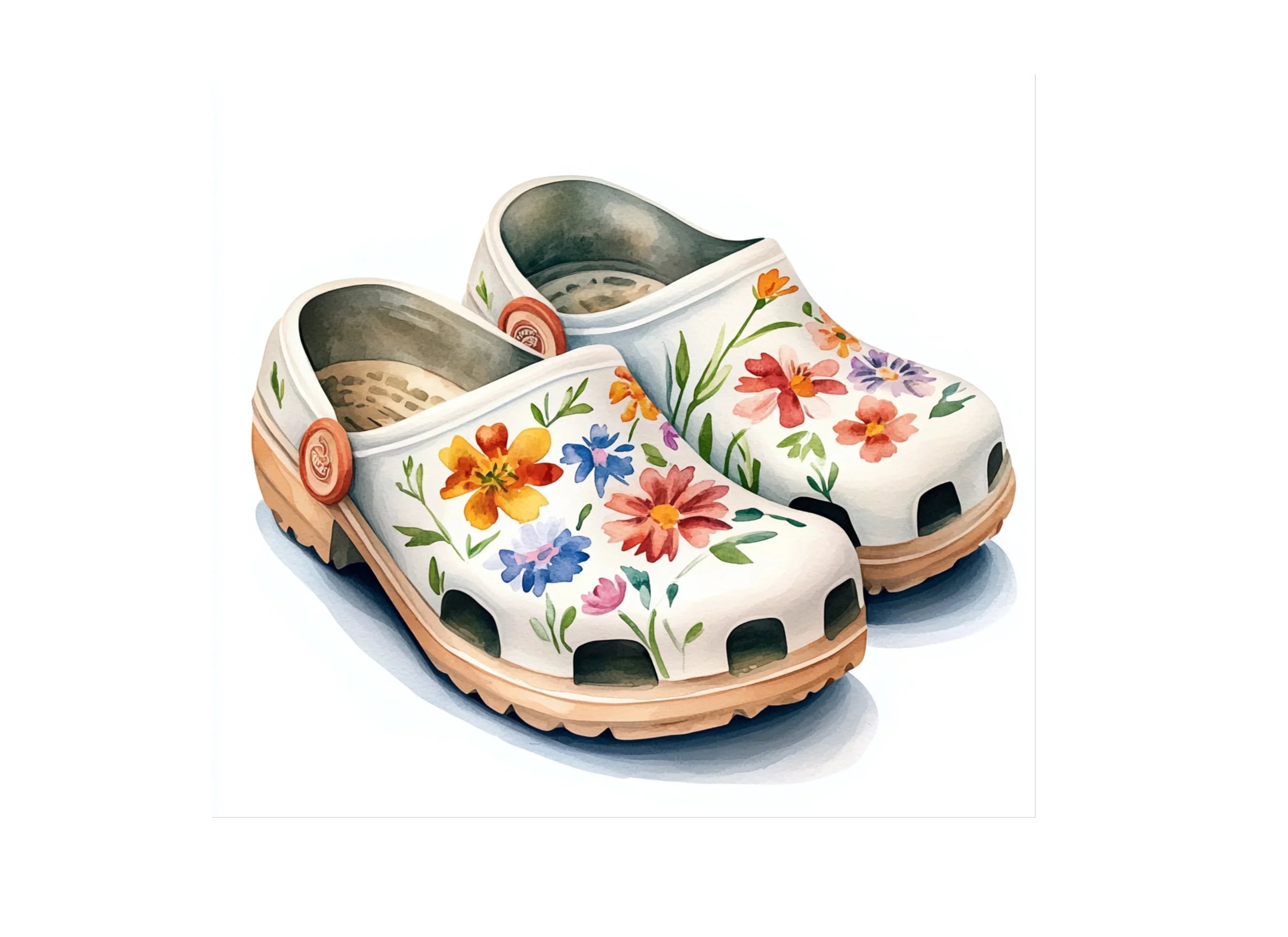 Floral Garden Clogs Clipart Bundle