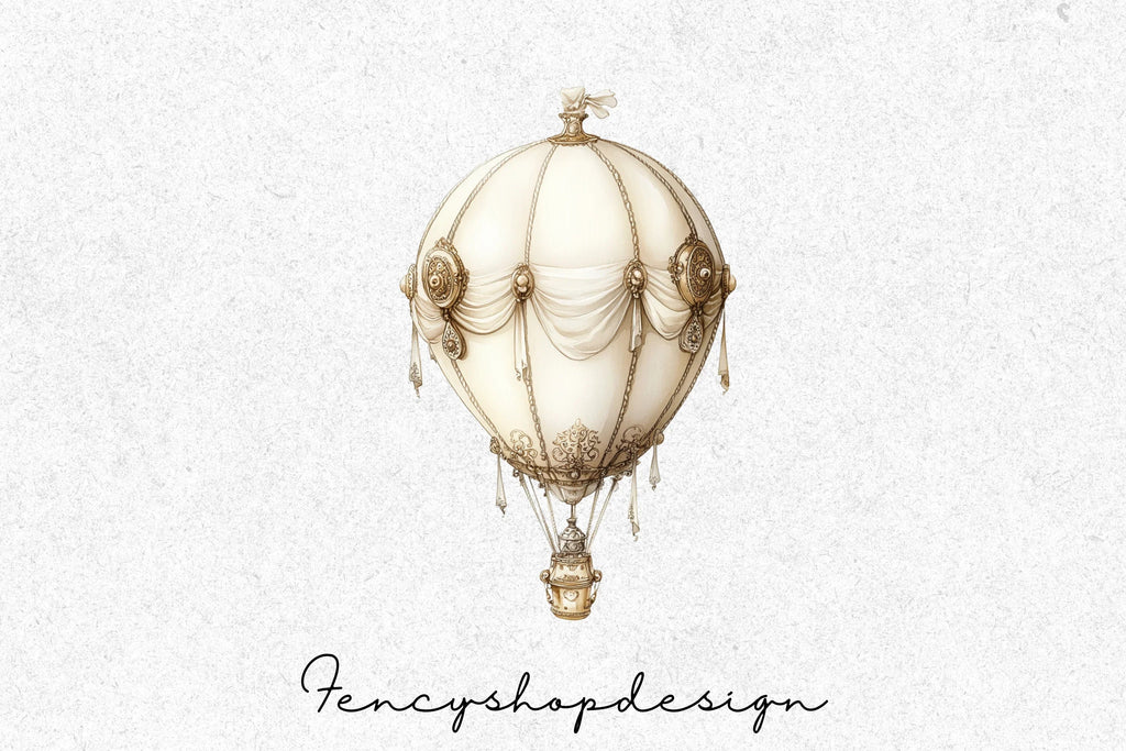 Vintage Hot Air Balloon Clipart Bundle