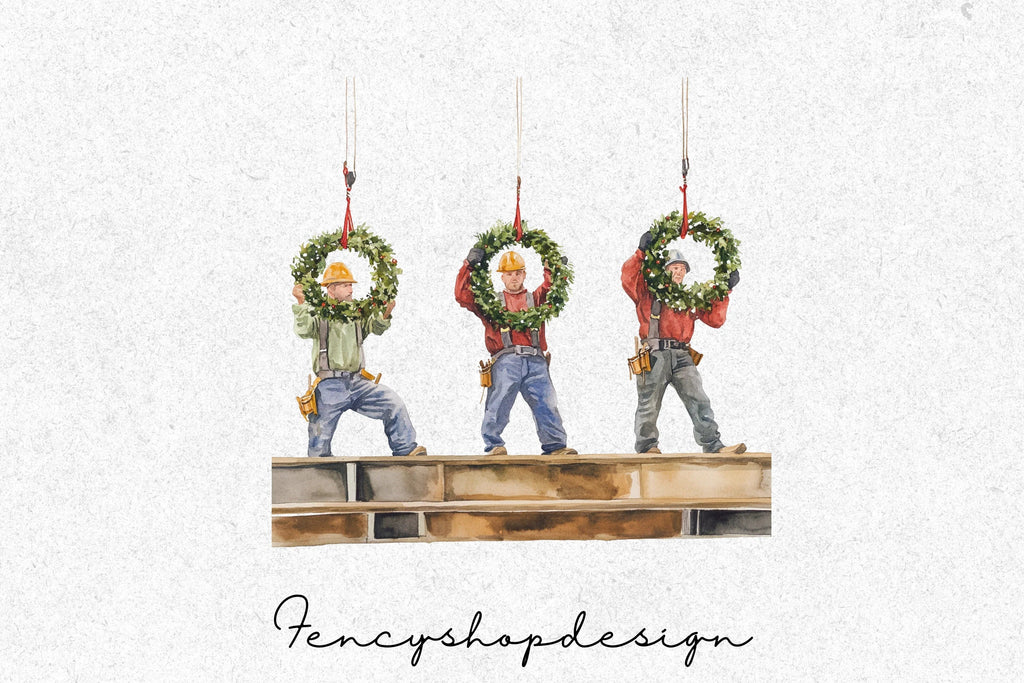 Christmas Construction Worker Clipart Bundle