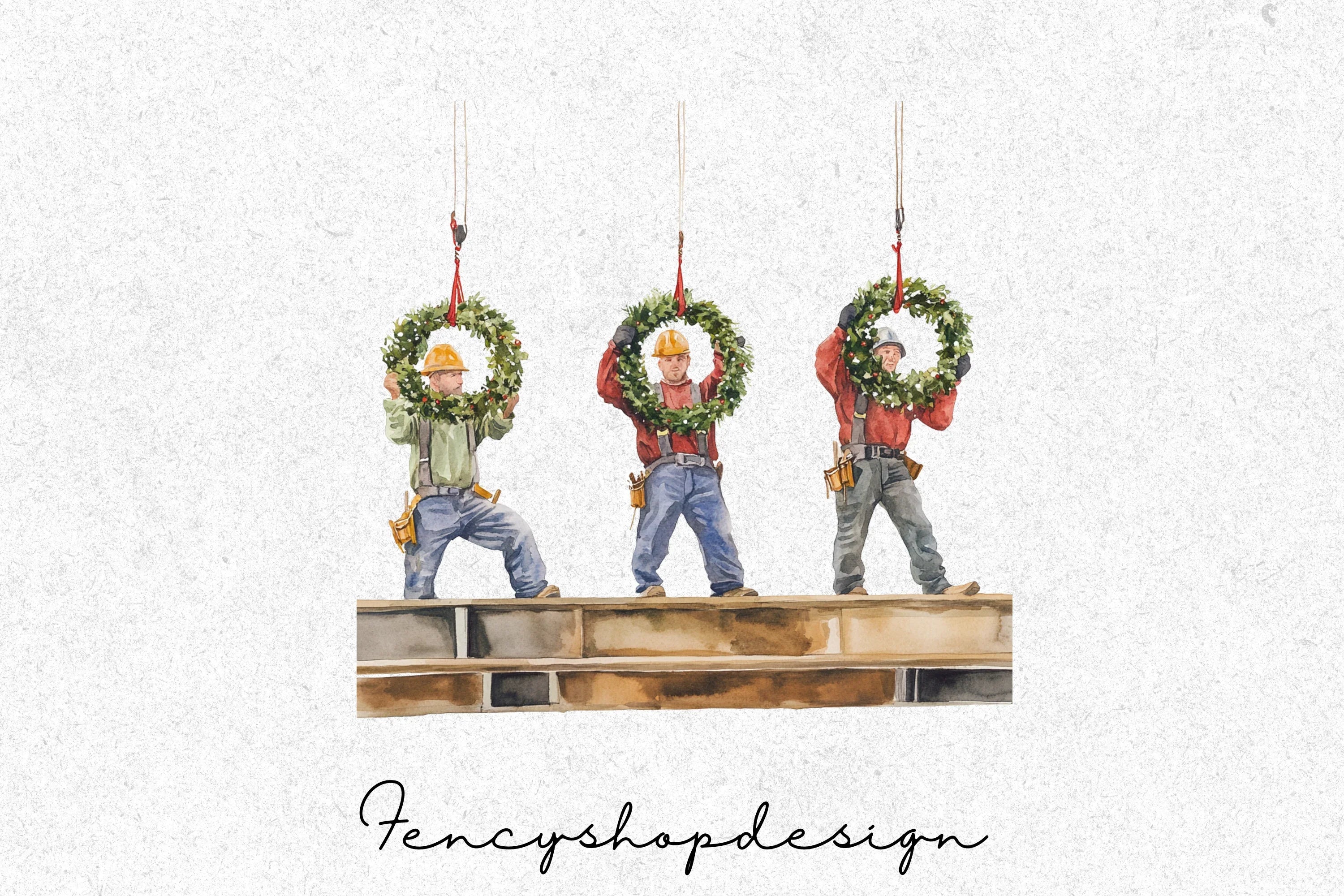 Christmas Construction Worker Clipart Bundle