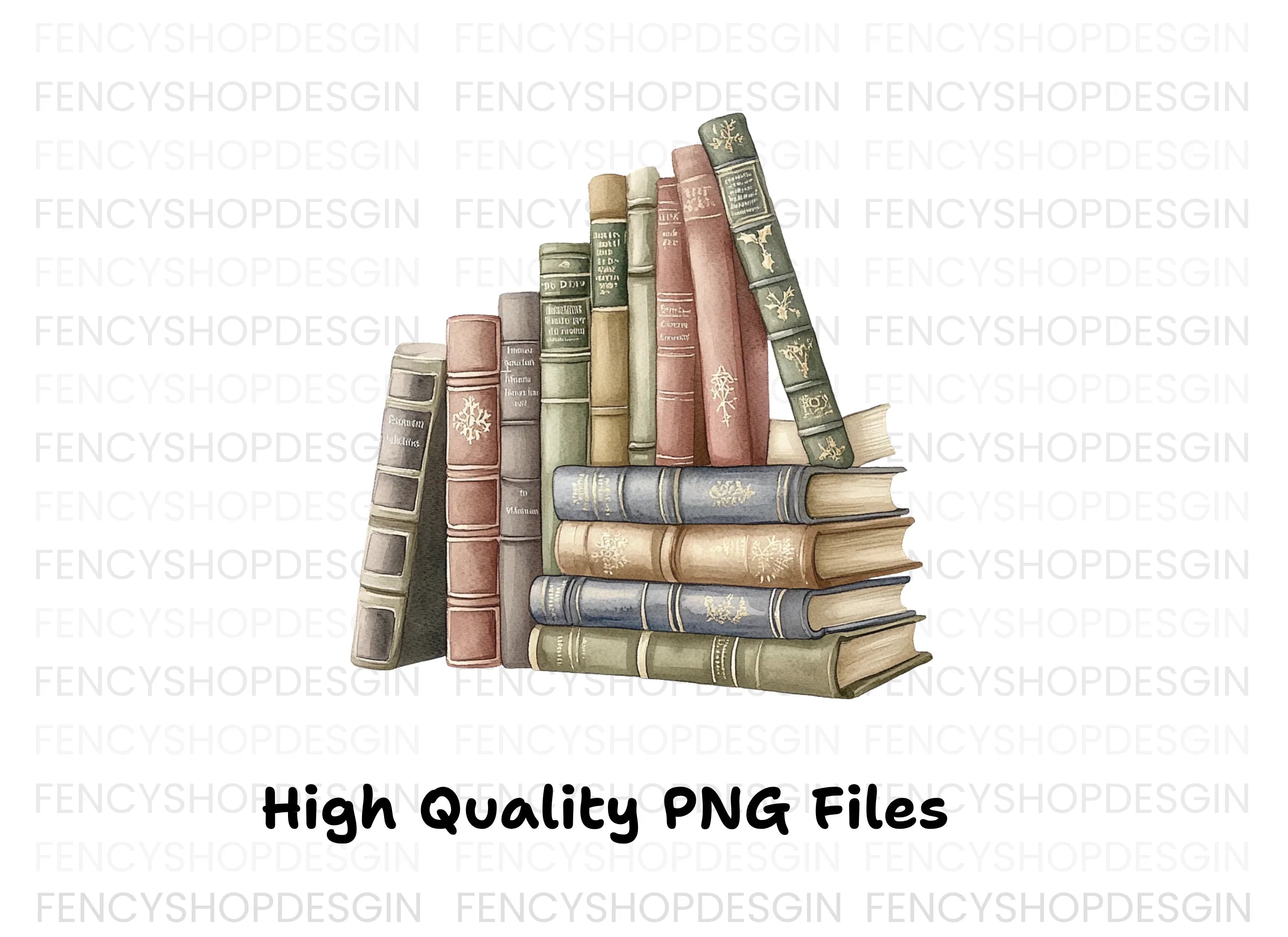 Vintage Books Stack Clipart Bundle