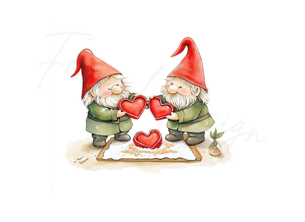 Baking Gnomes with Hearts Clipart Bundle