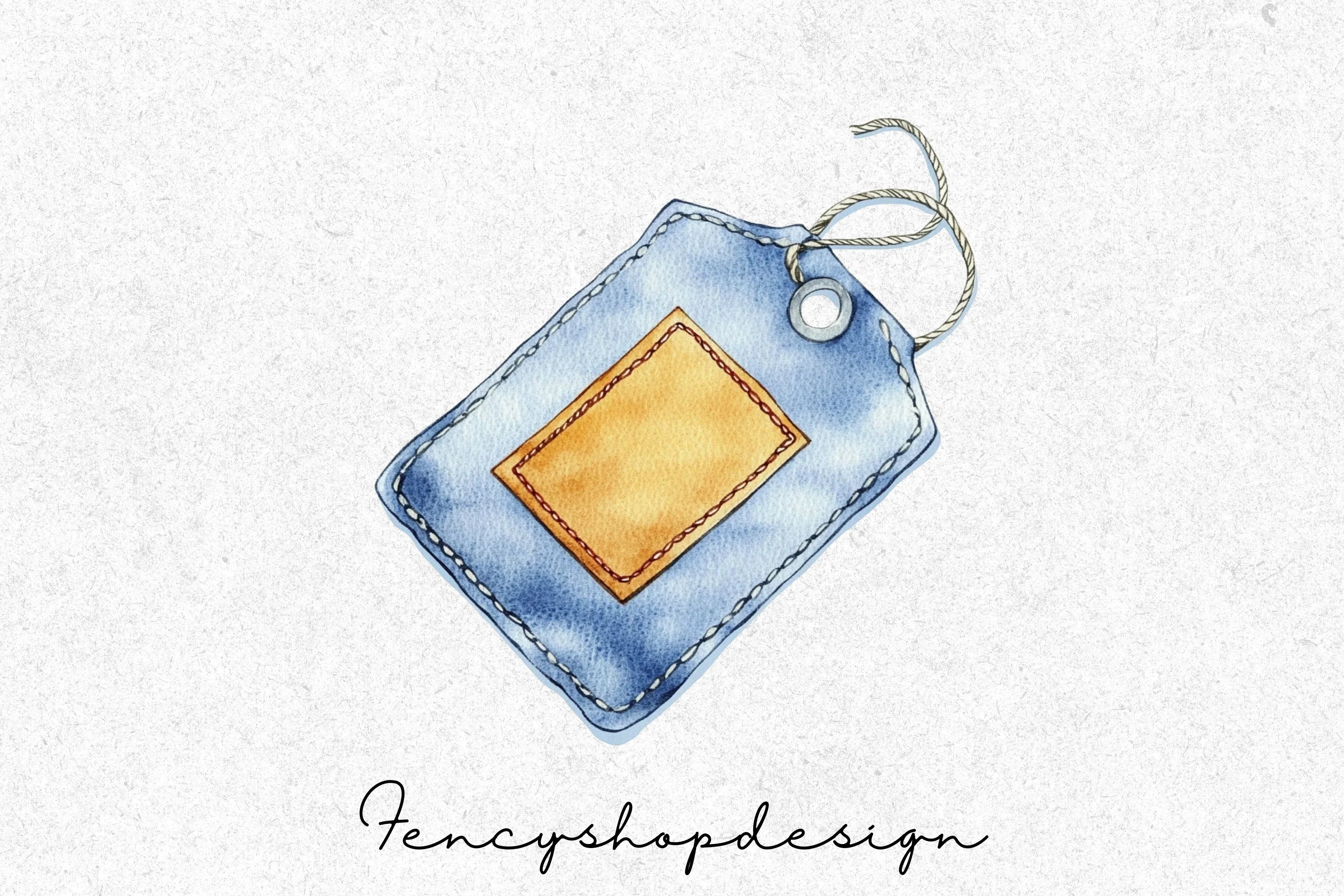 Distressed Denim Tags Clipart Bundle