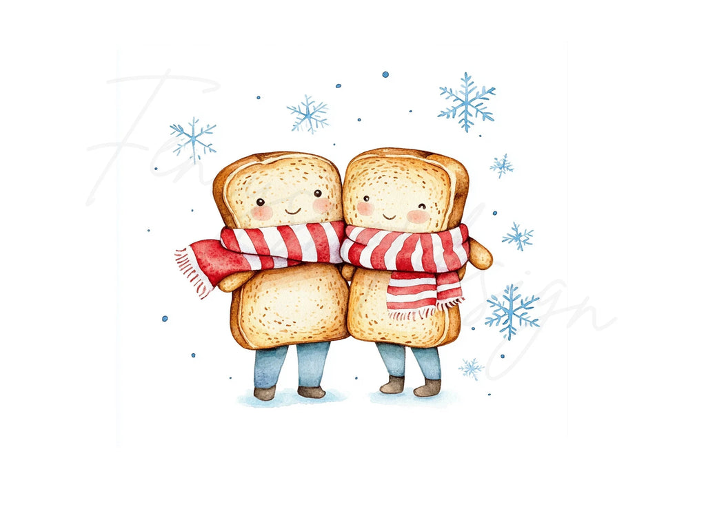 Cute Toast Friends Winter Clipart Bundle