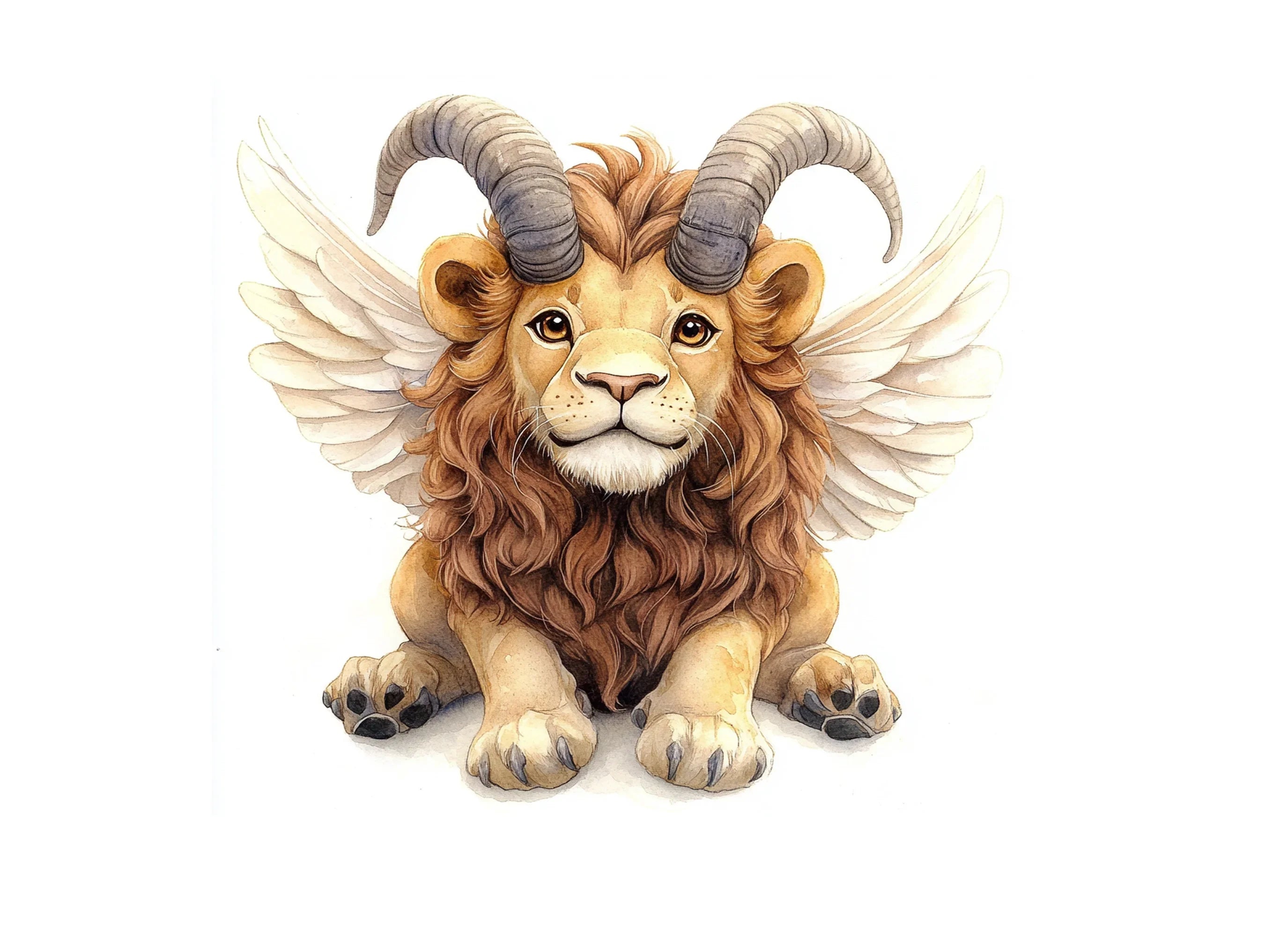 Fantasy Lion with Horns and Wings Clipart Bundle