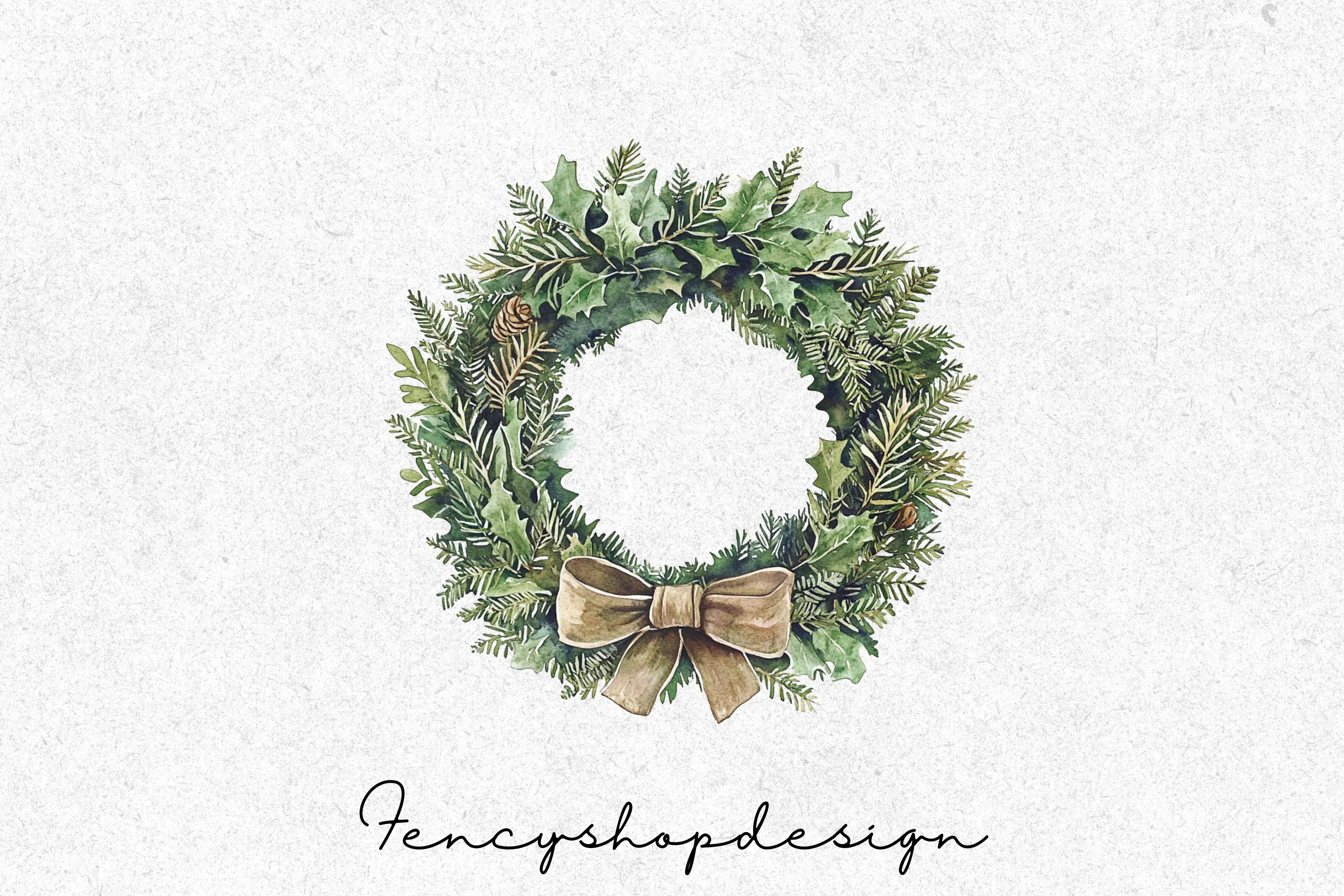 Christmas Wreaths Clipart Bundle