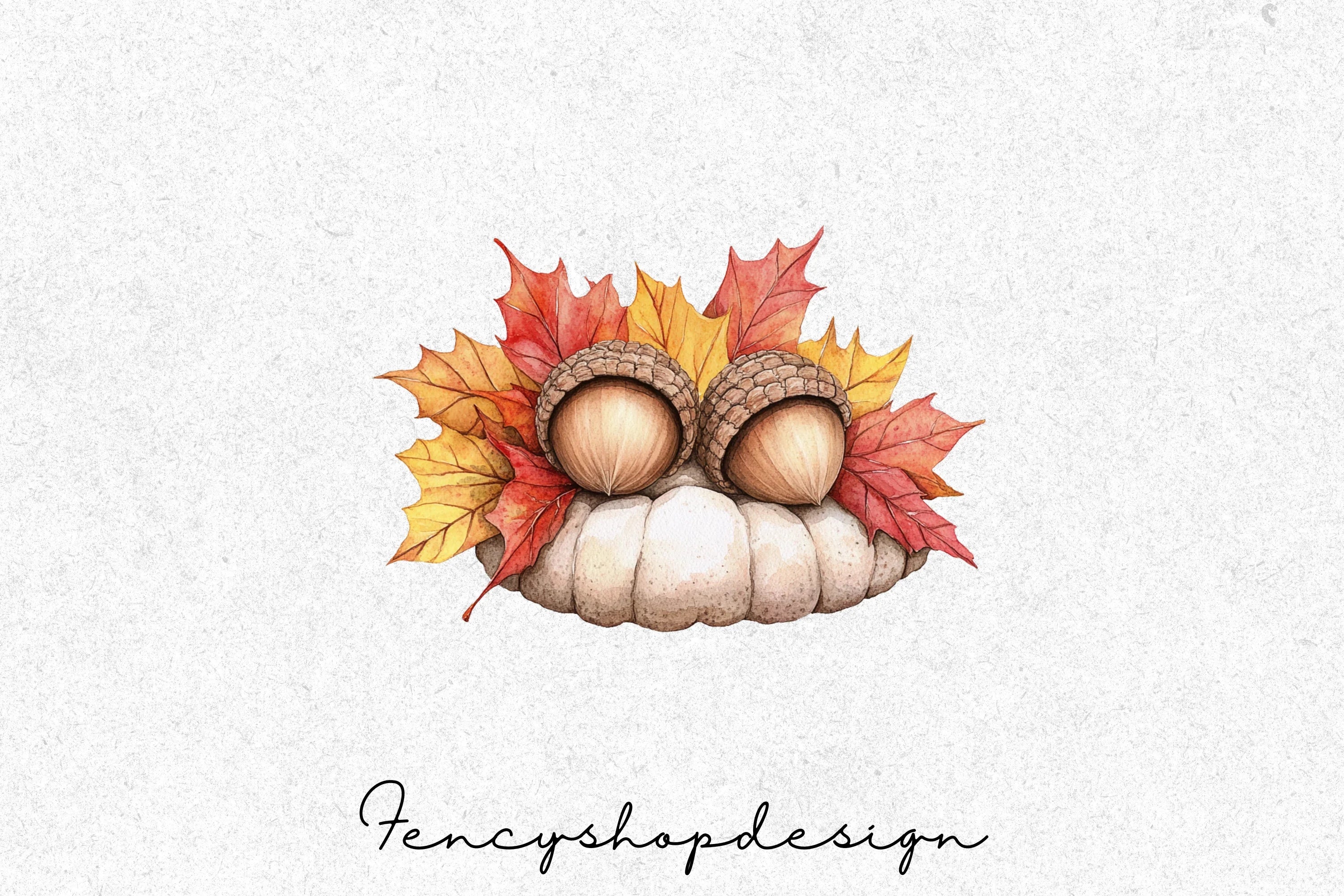 Autumn Acorn Harvest Cozy Drink Clipart Bundle