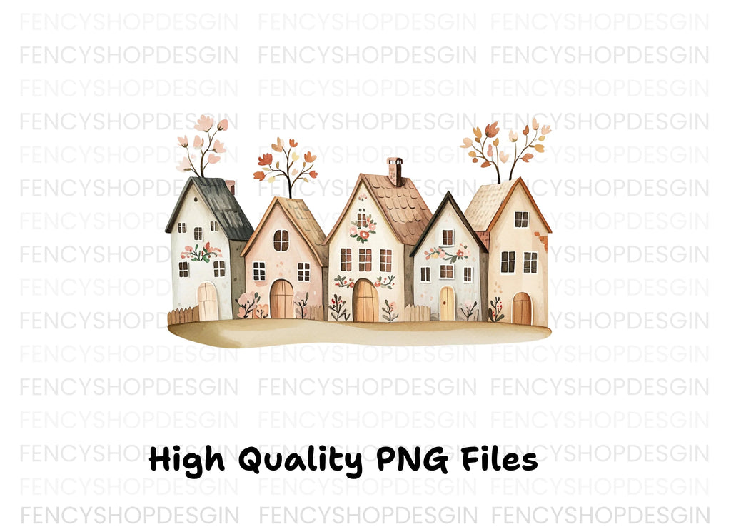 Cozy Village Houses Clipart Bundle