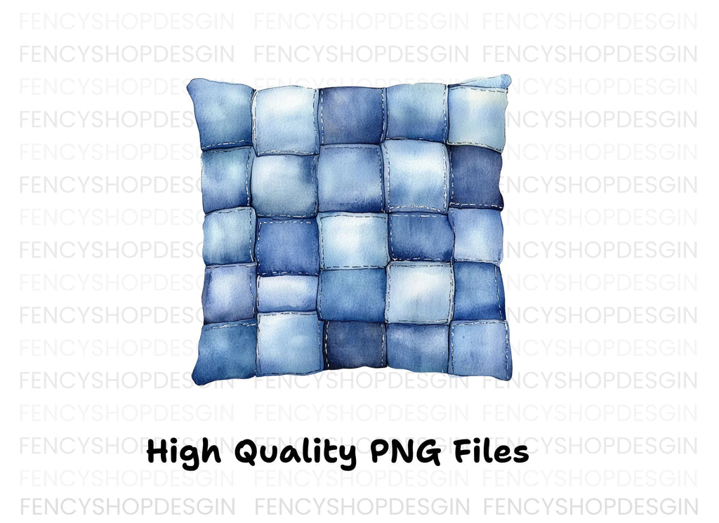 Denim Patchwork Pillow Clipart Bundle