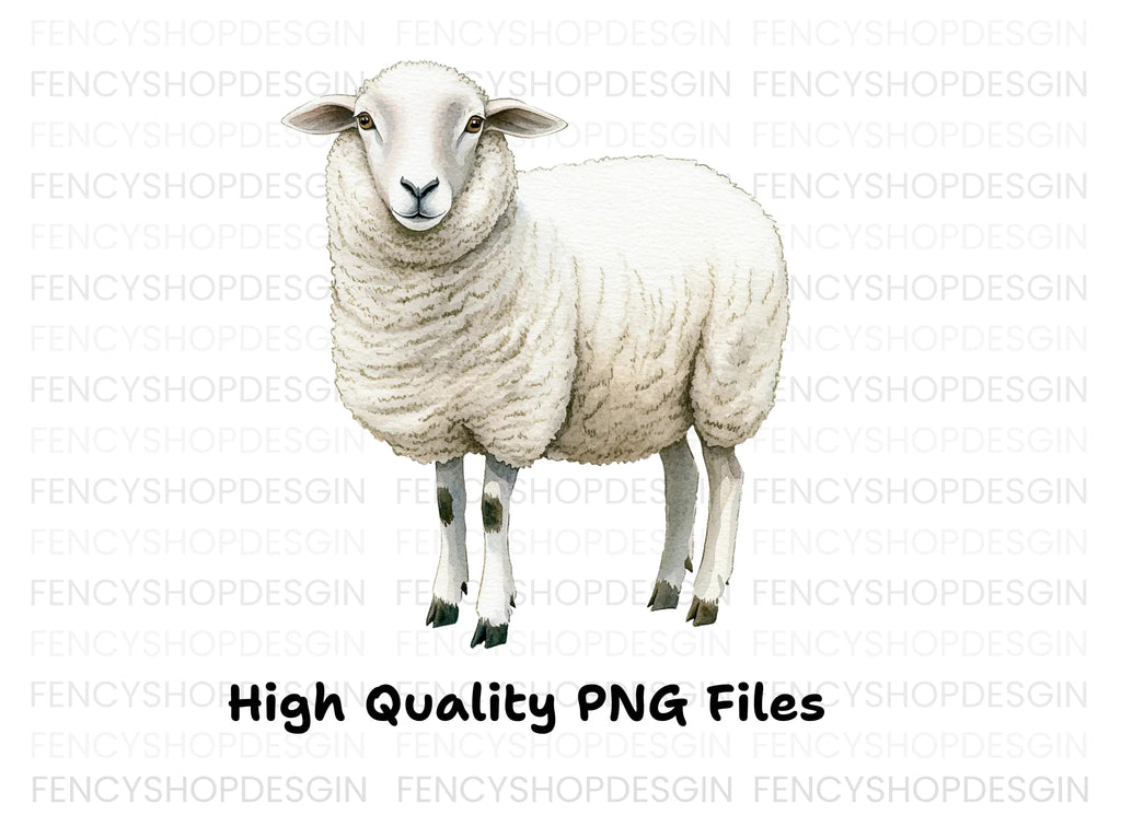 Fluffy White Sheep Clipart Bundle