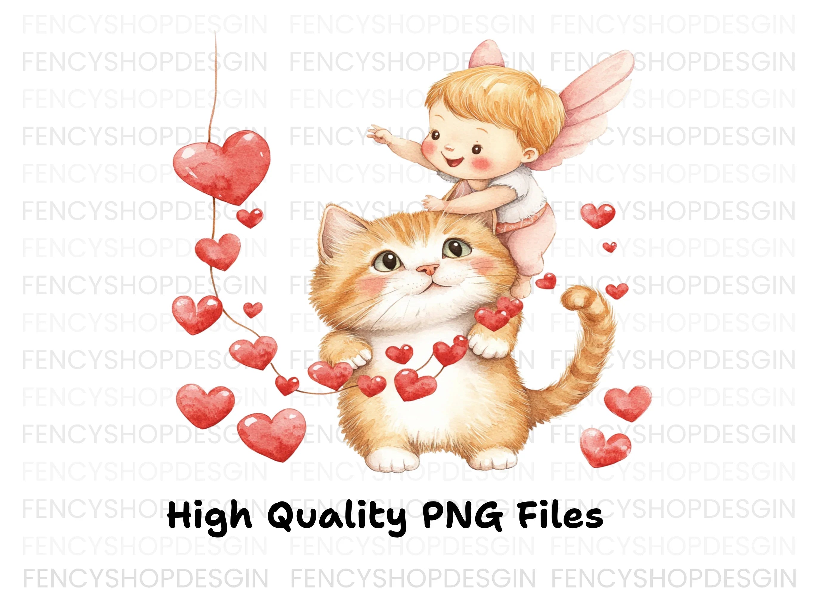 Cute Cupid Cats Valentine's Day Clipart Bundle