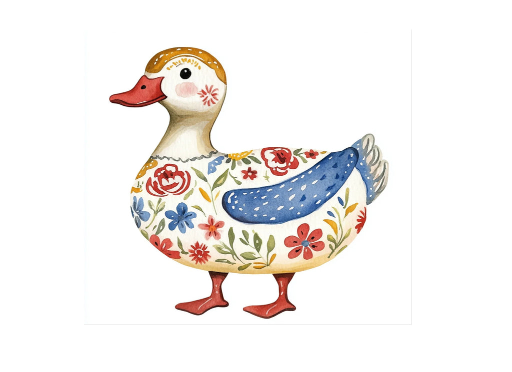 Floral Folk Ducks Clipart Bundle