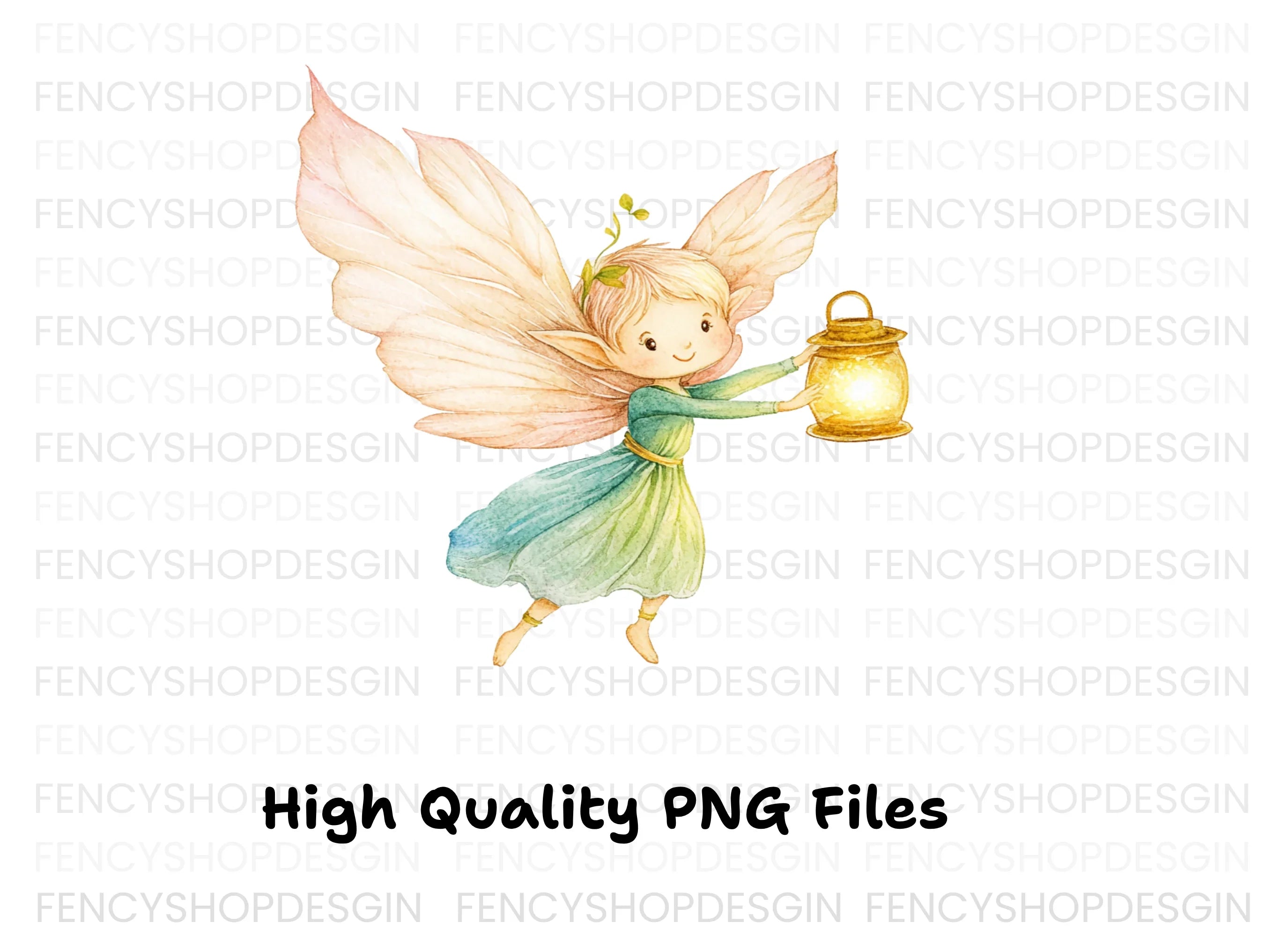 Enchanting Fairy with Glowing Lantern Clipart Bundle
