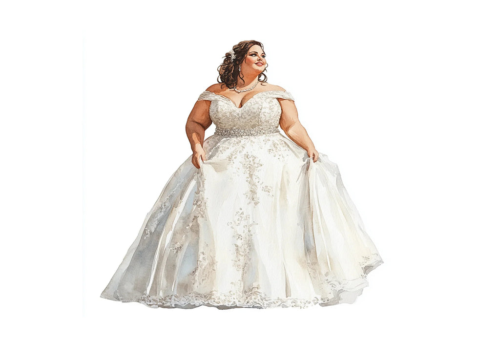 Plus Size Bride Wedding Dress Clipart Bundle
