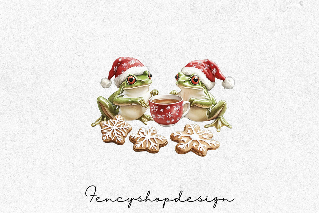 Festive Frogs Christmas Clipart Bundle