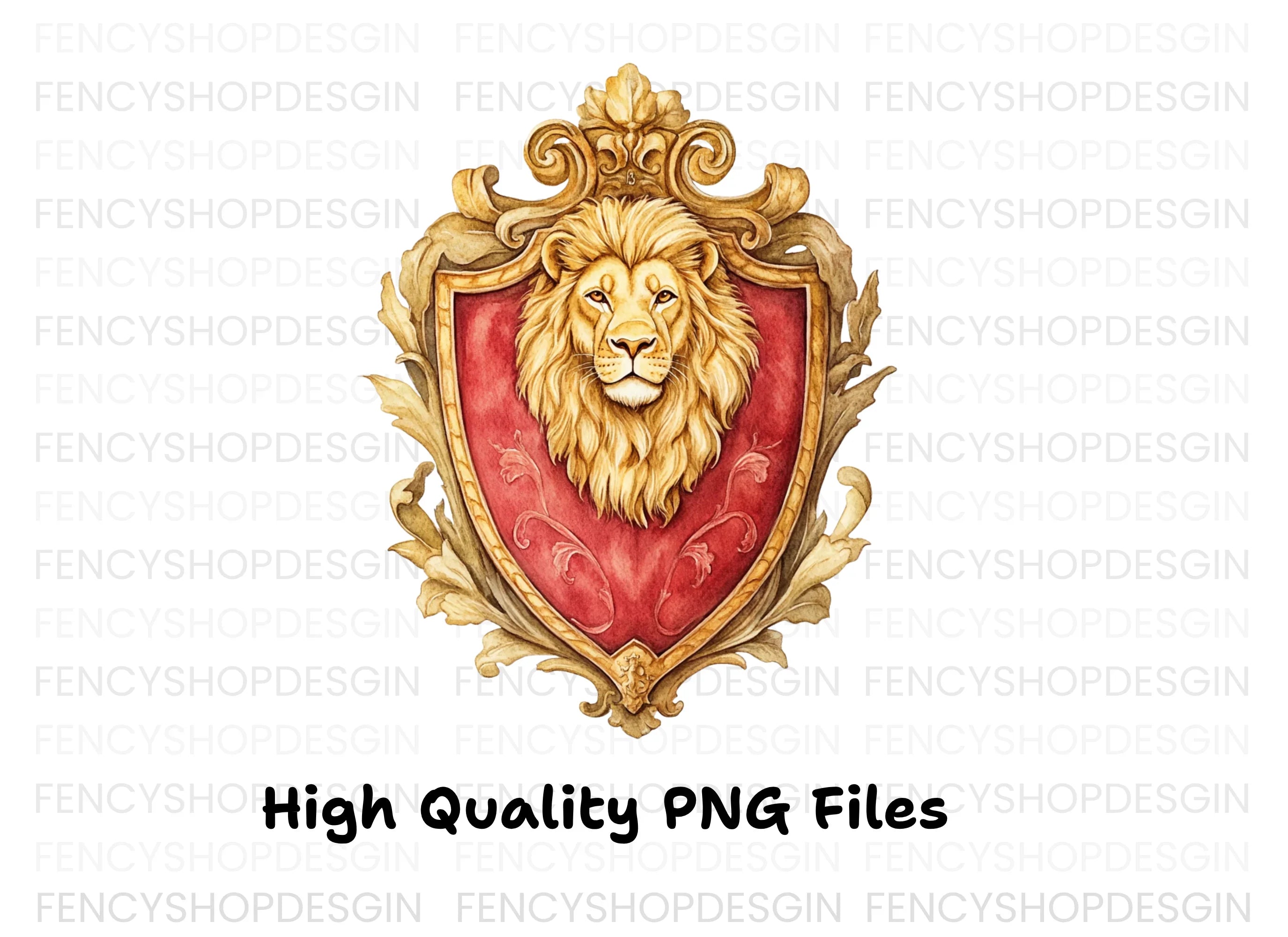 Golden Lion Crests Clipart Bundle