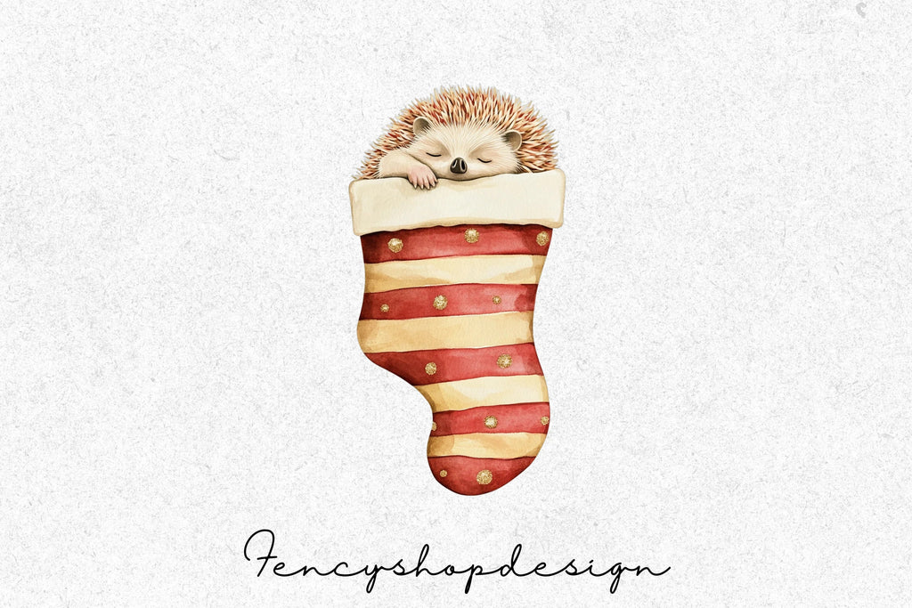 Cute Christmas Animals in Stockings Clipart Bundle