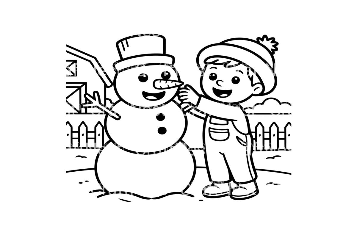 Snowman Building Winter Coloring Books