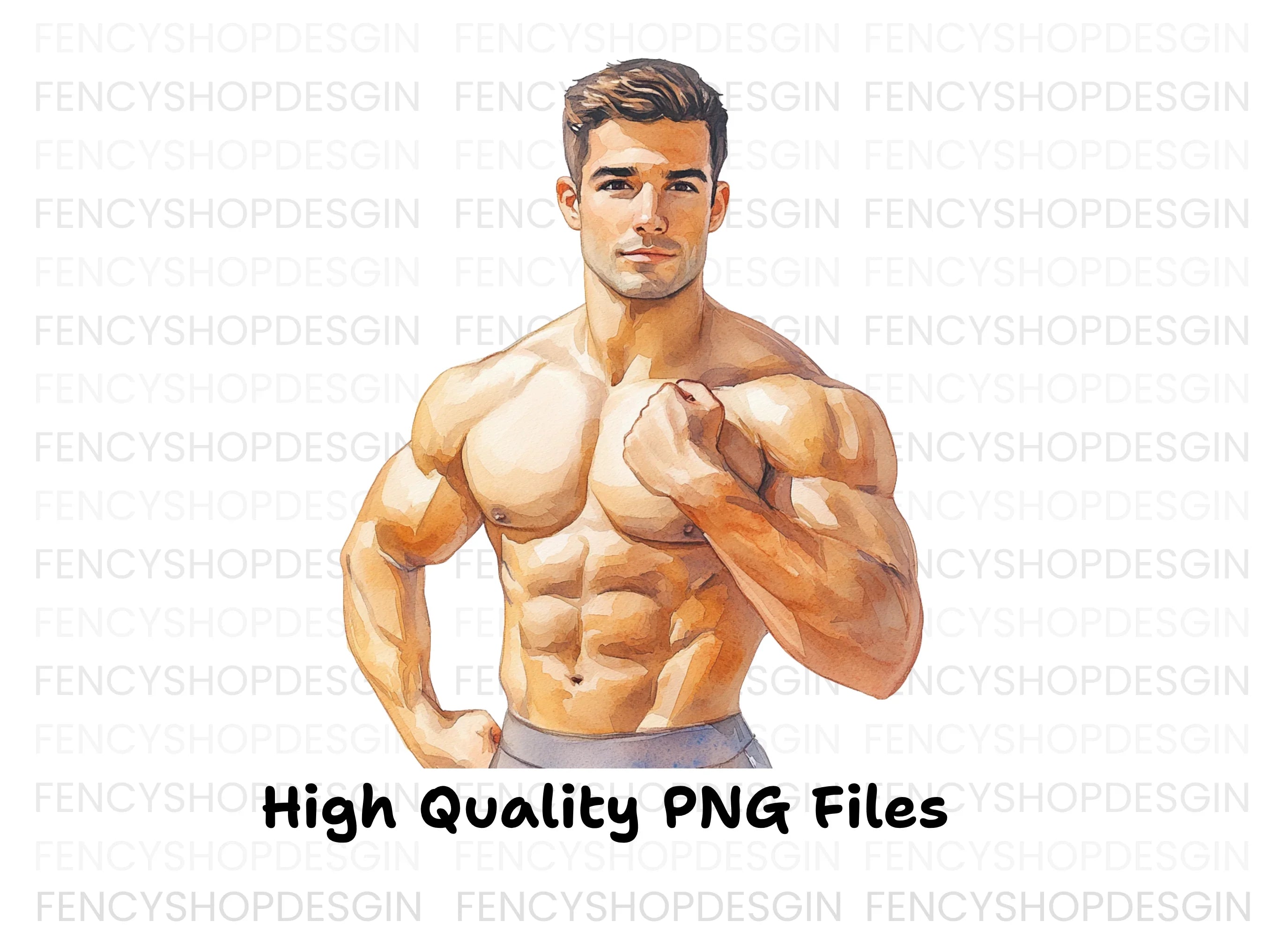 Bodybuilder Flexing Pose Clipart Bundle