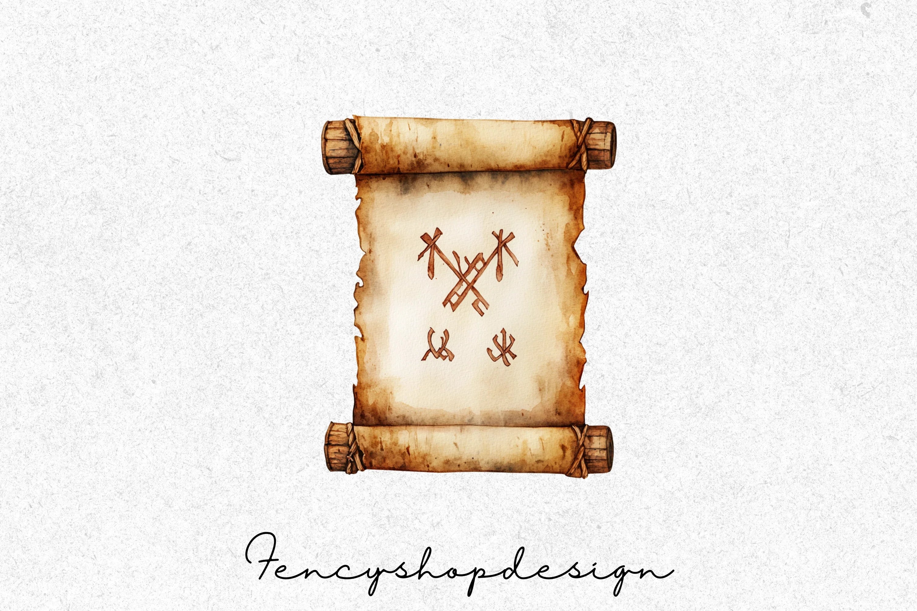 Viking Runes Ancient Scroll Clipart Bundle