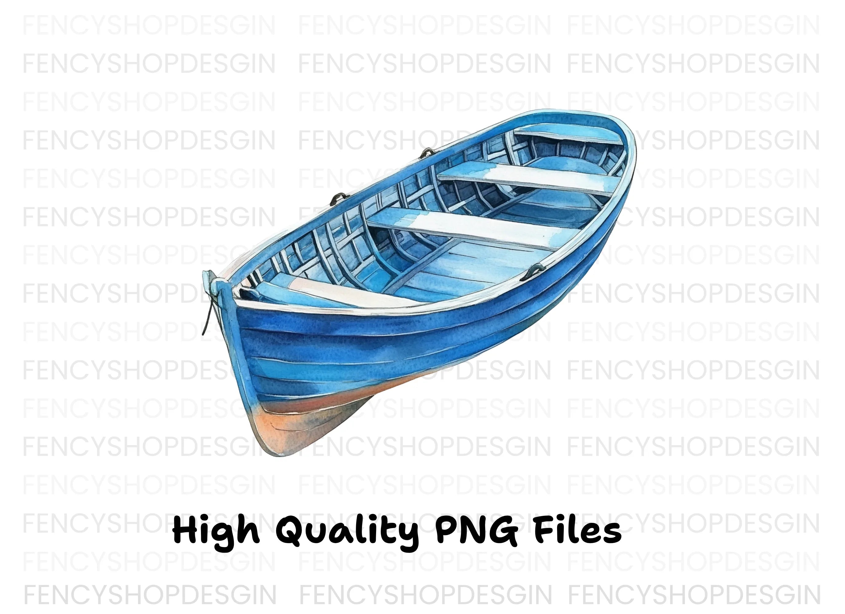 Blue Rowboat Clipart Bundle