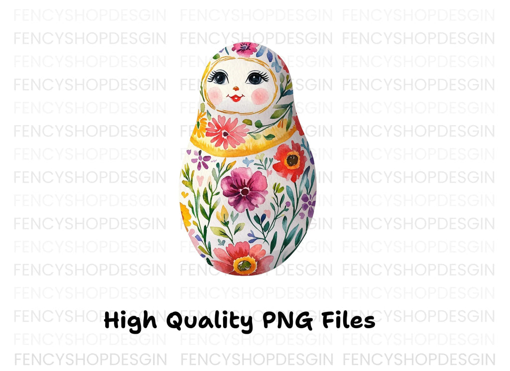 Vibrant Floral Matryoshka Doll Clipart Bundle