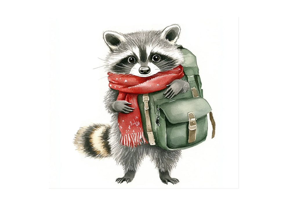 Cute Raccoon Backpack Clipart Bundle