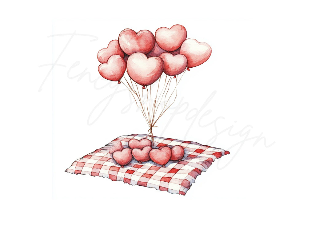 Heart Balloons Picnic Clipart Bundle