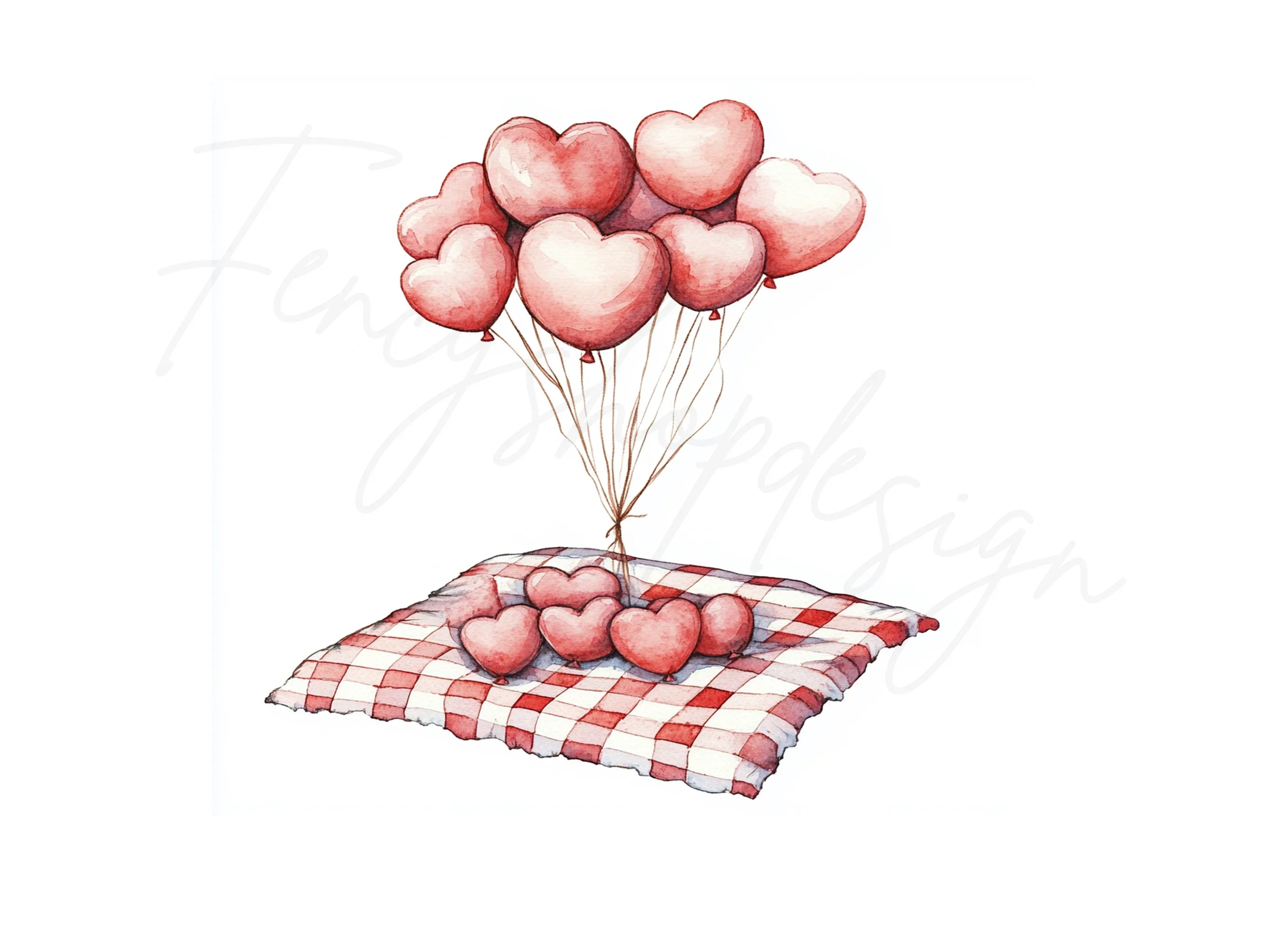 Heart Balloons Picnic Clipart Bundle