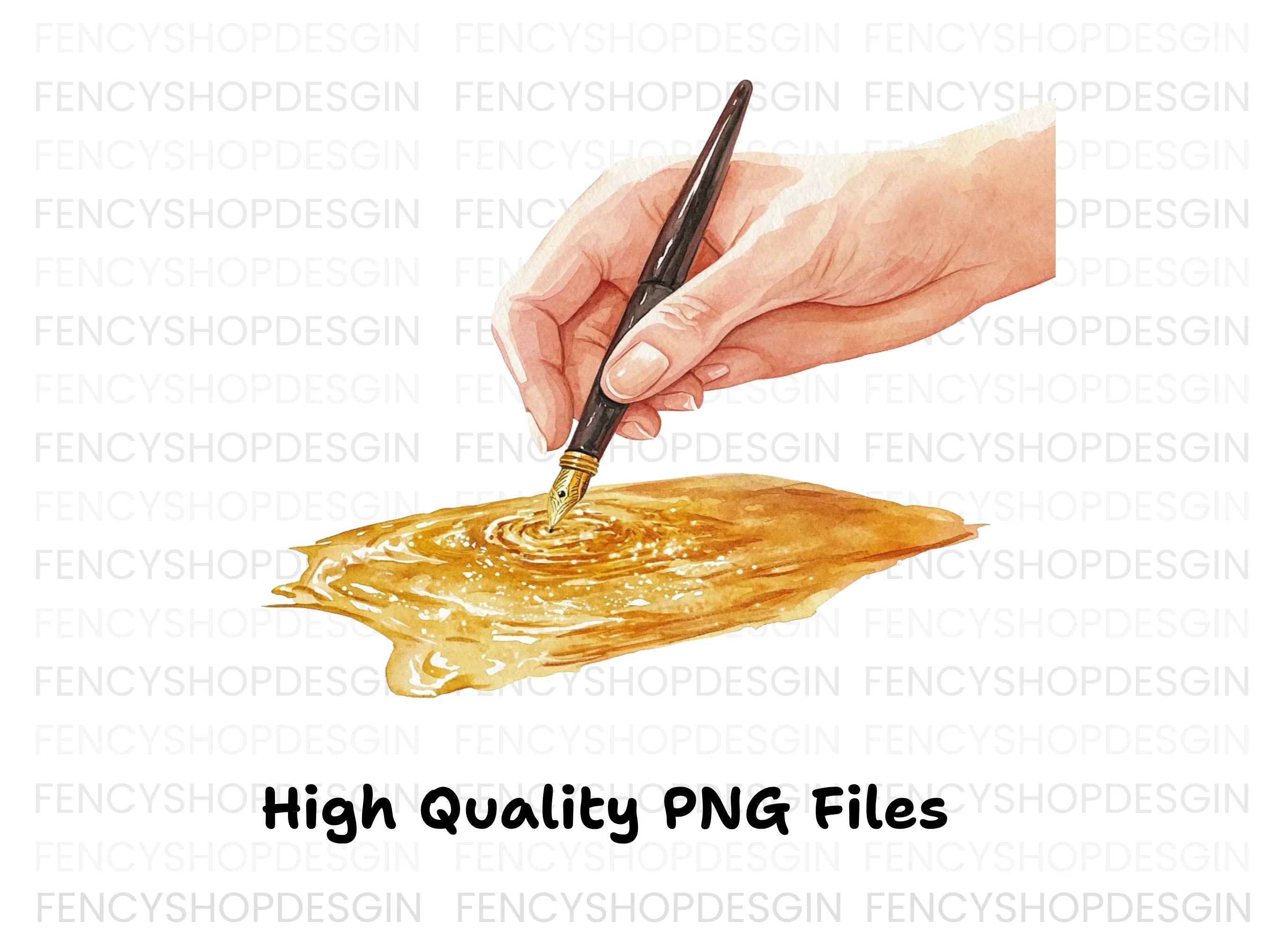 Fountain Pen Handwriting Clipart Bundle