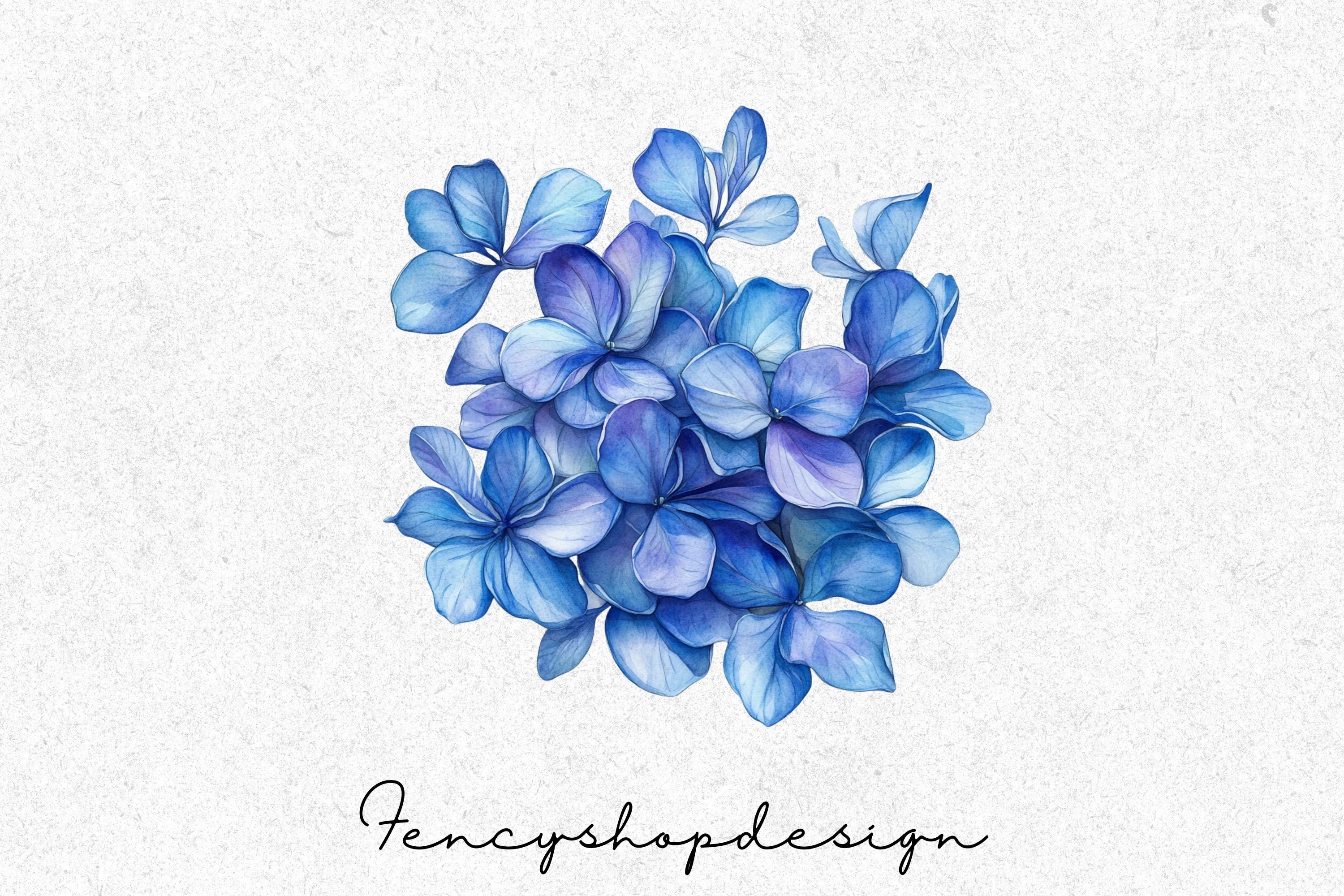 Blue Floral Clipart Bundle