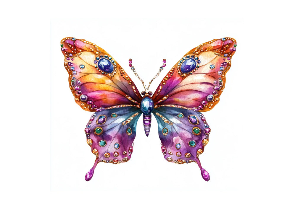 Jeweled Butterfly Clipart Bundle
