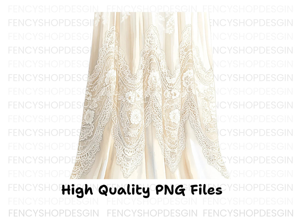 Floral Embroidered Curtain Clipart Bundle