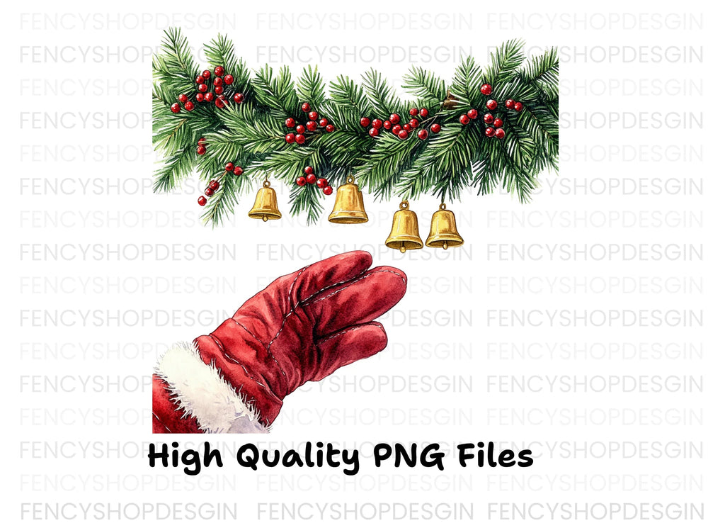 Christmas Garland Santa Hands Clipart Bundle