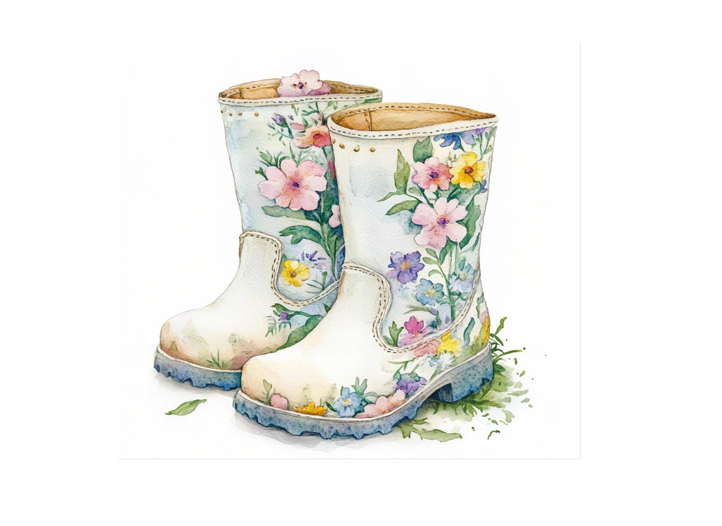 Floral Rain Boots Clipart Bundle
