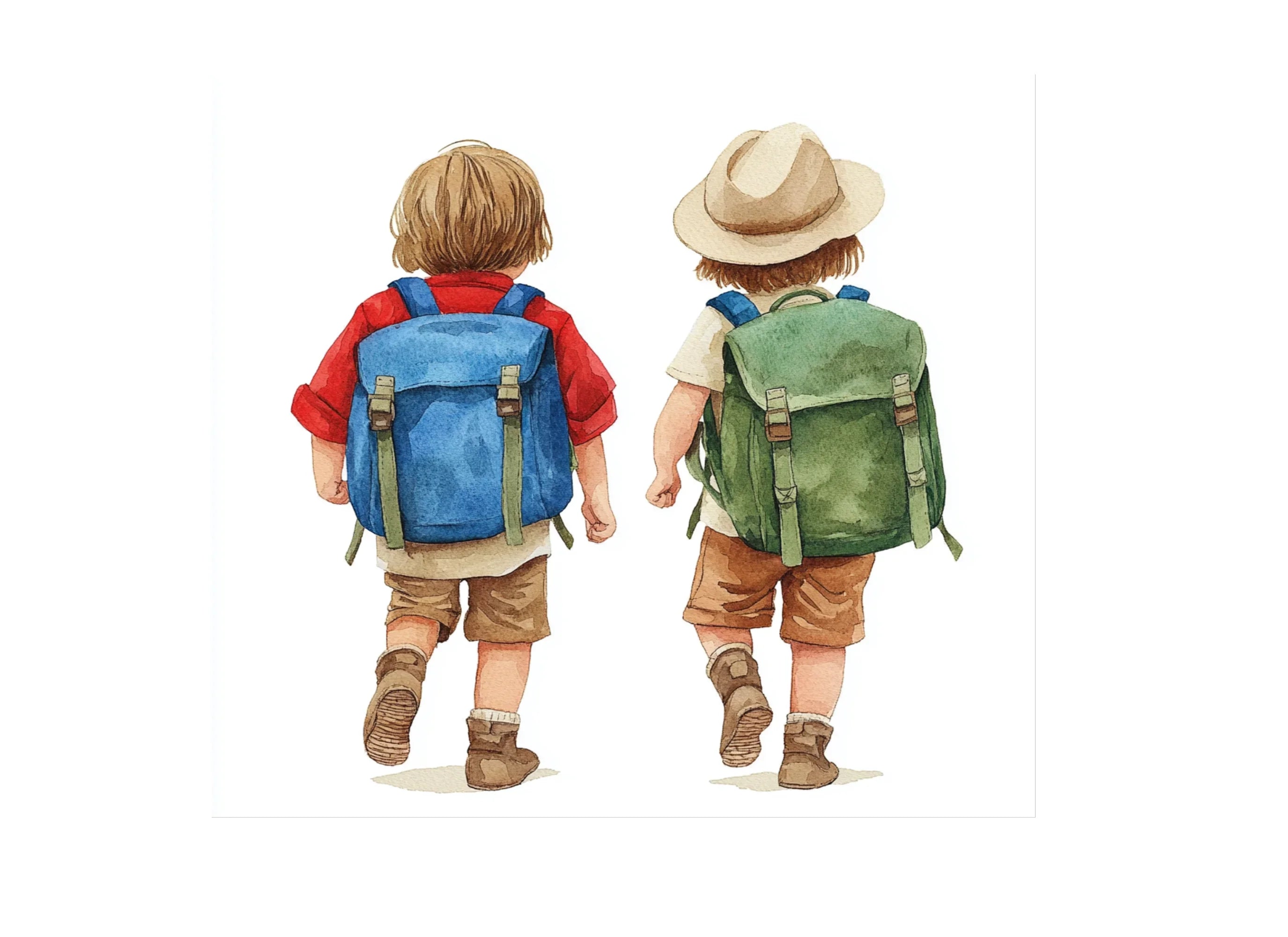 Children Walking with Backpacks Clipart Bundle