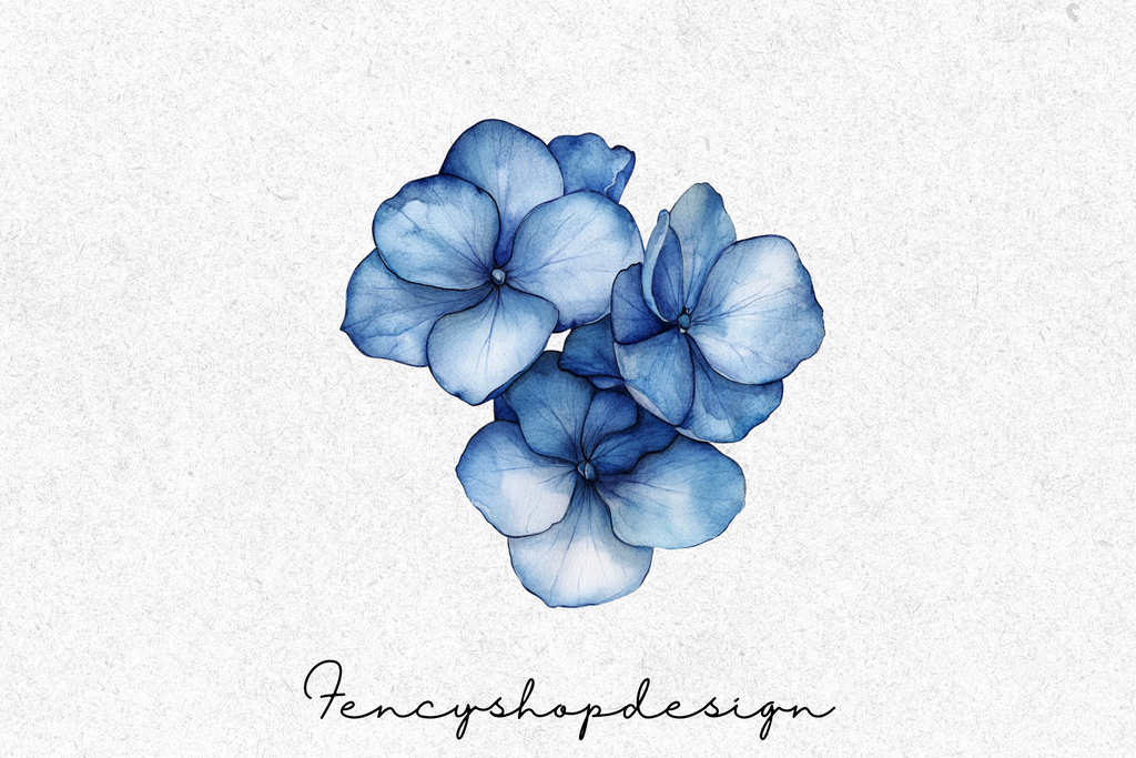 Blue Floral Clipart Bundle