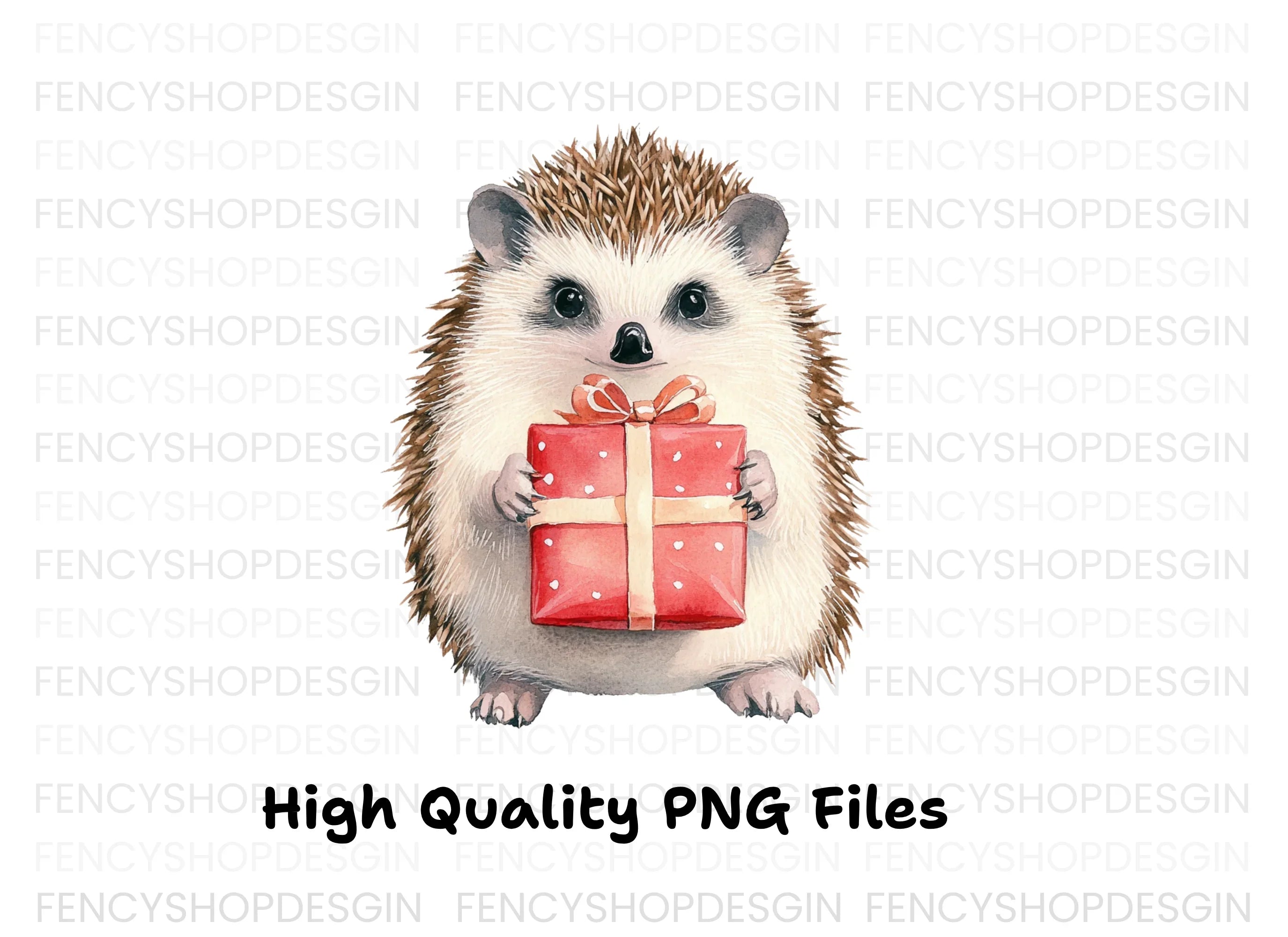 Cute Hedgehogs with Red Gift Boxes Clipart Bundle